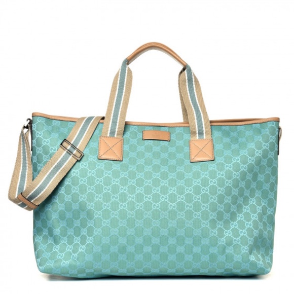 🌟GUCCI🌟Monogram Travel Bag | Beige & Green - Picture 1 of 16